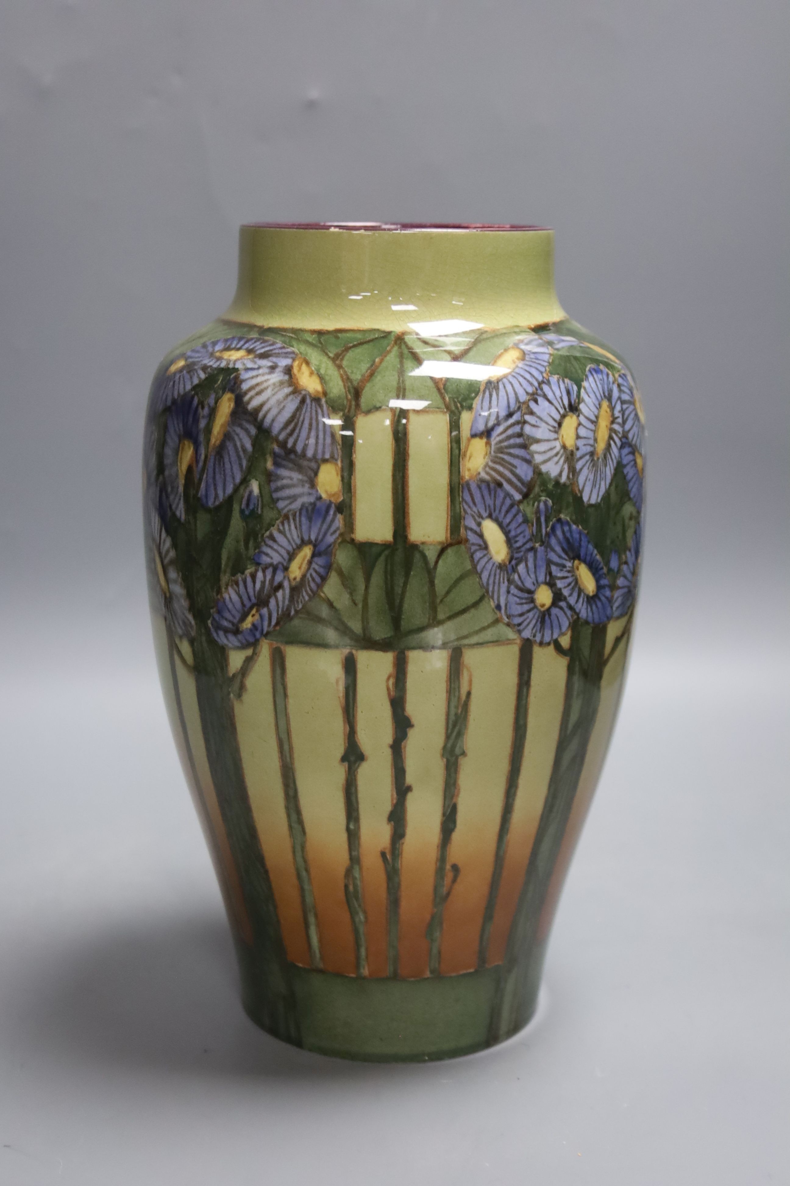 Margaret Armstrong, a floral Doulton Lambeth vase, 25cm